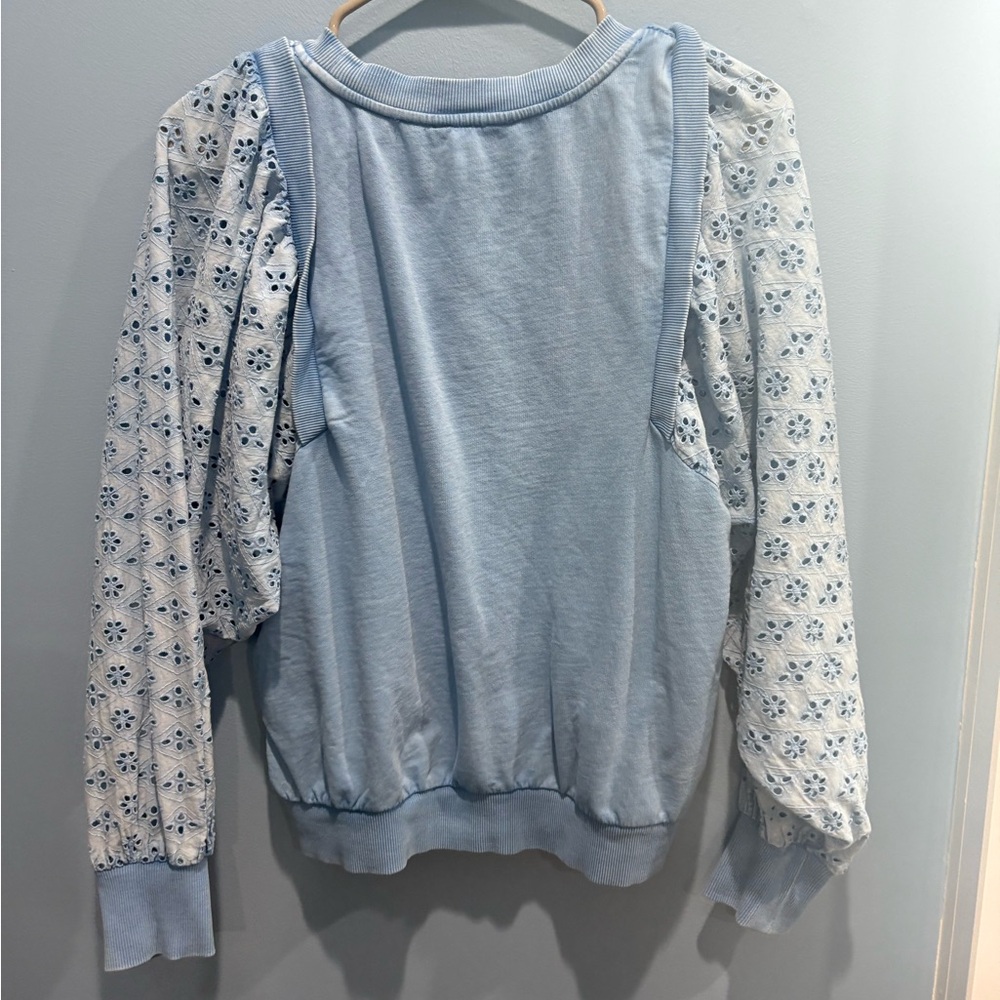 Pilcro Light Blue Lace-Detail Sweatshirt - Picture 9 of 9